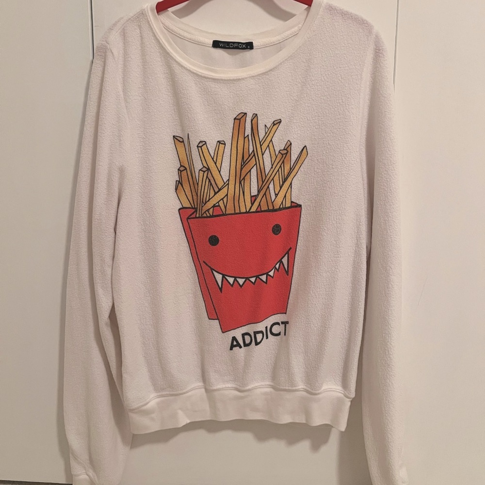Wildfox Fries Addict Baggy Beach Jumper Sz S